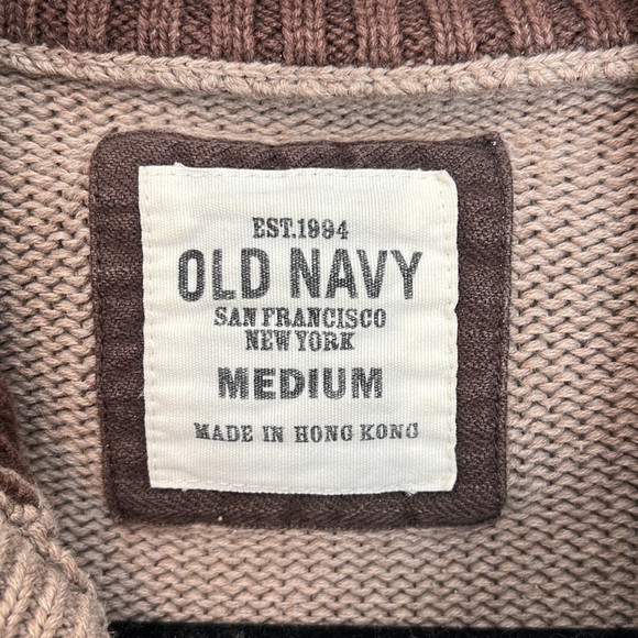 Old Navy | Mock Neck Half Button Down Sweater Ribbed Cuff Size Small Cotton Knit - Picture 3 of 7